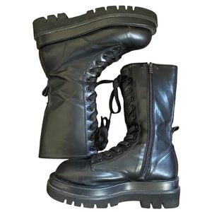 black platform tall‎ combat boots